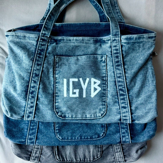 IGYB Denim Tote Bag | Available in 3 washes: Light Denim, Dark Denim and Black Denim
