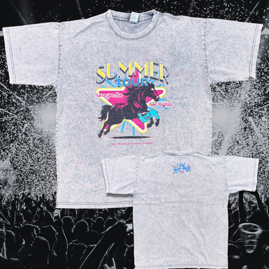 Summer Tour T-Shirt | 100% Cotton | Oversized Fit | Washed Gray
