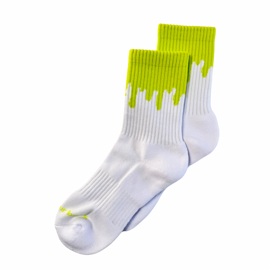 “Better Than” Socks (Neon Green Drip / White)