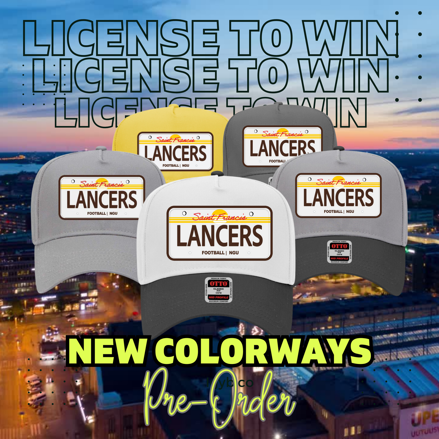 NGU Football Game Day Hats | Lancers Edition x Embroidered Patch | 5 Panel Mid Profile Baseball Cap