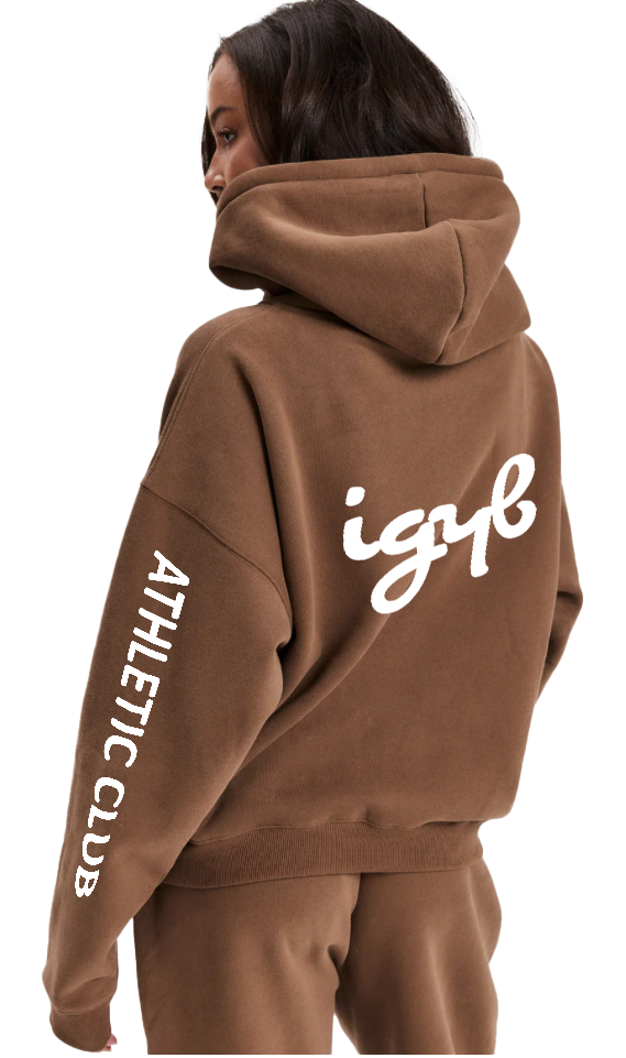 IGYB "Athletic Club" Zip Up Hoodie (Oversized Unisex - Embroidered Peony Logo)