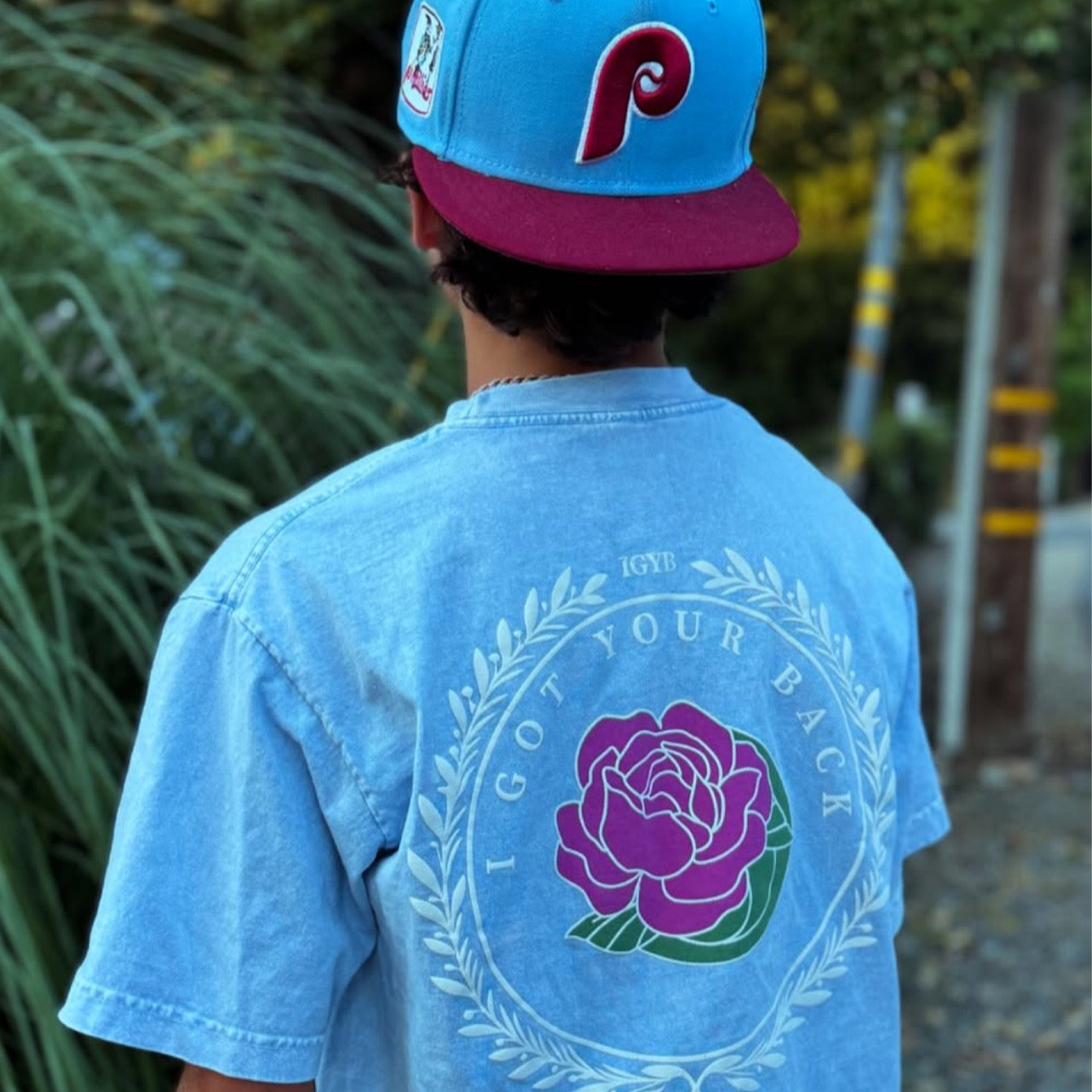 The "SKY" Athletic Club Tee Crewneck Graphic Design Puff Print Shirt Streetwear Fit Inspired in Light Denim-looking blue
