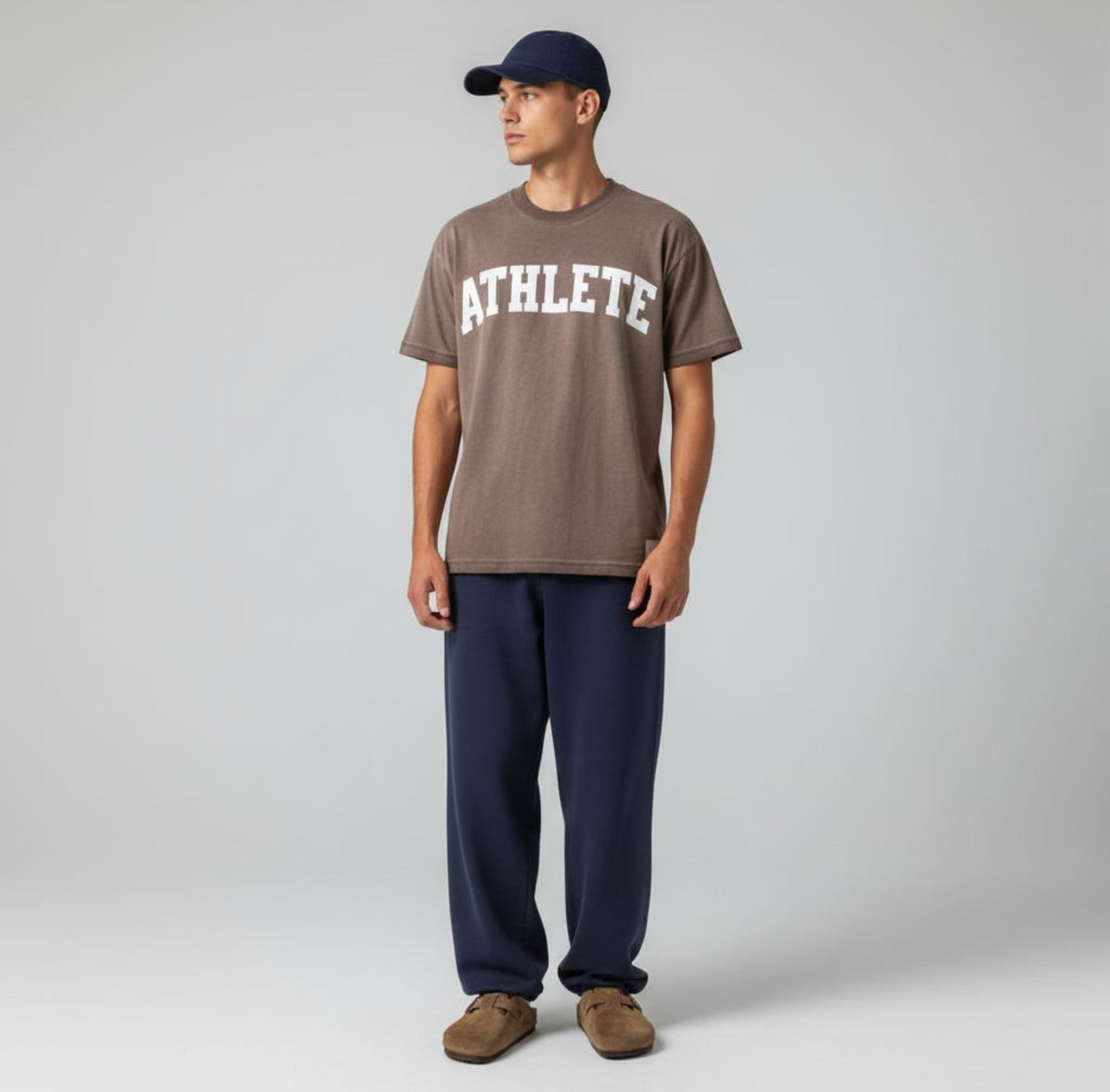 Athlete Crewneck T-Shirt in Milk Chocolate