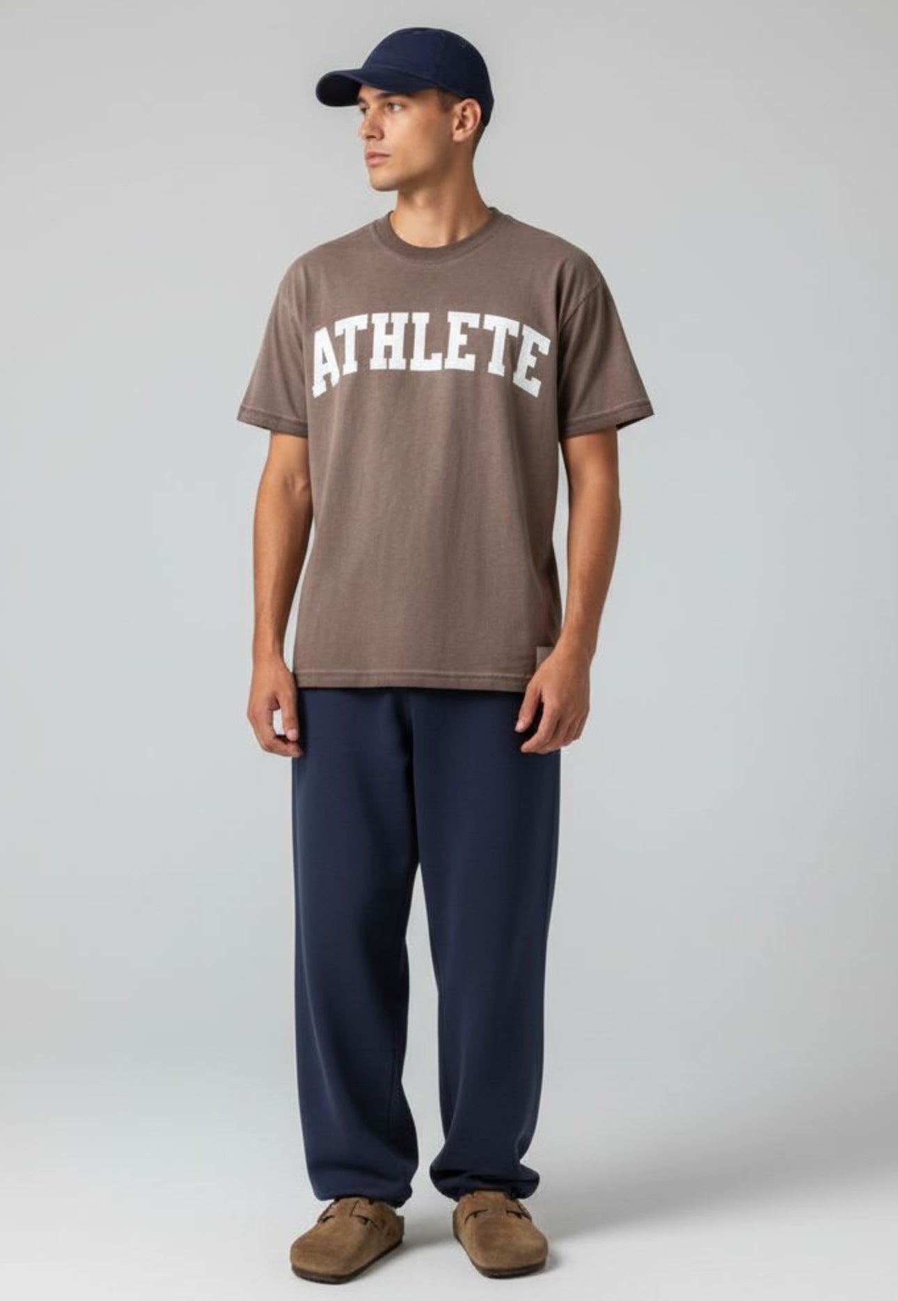 Athlete Crewneck T-Shirt in Milk Chocolate