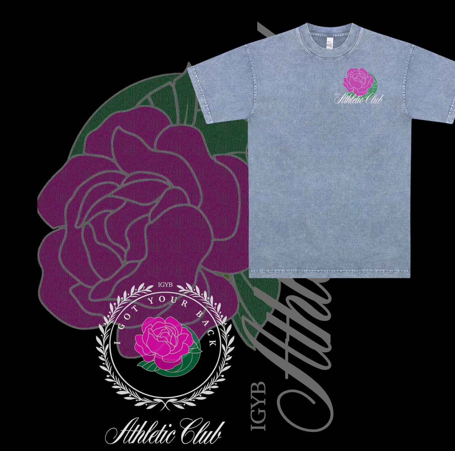 The "SKY" Athletic Club Tee Crewneck Graphic Design Puff Print Shirt Streetwear Fit Inspired in Light Denim-looking blue