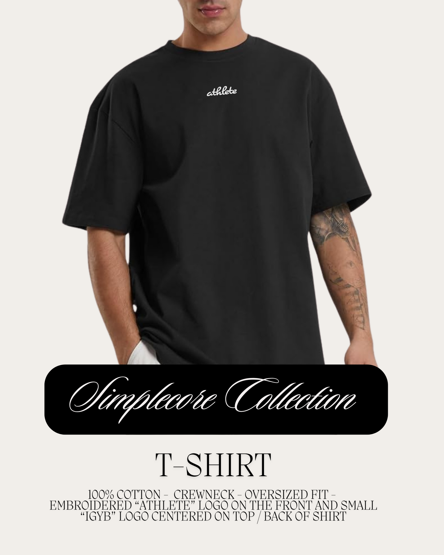 Simplecore IGYB "Athlete" Crewneck T-Shirt (Oversized Unisex - Embroidered Logo)