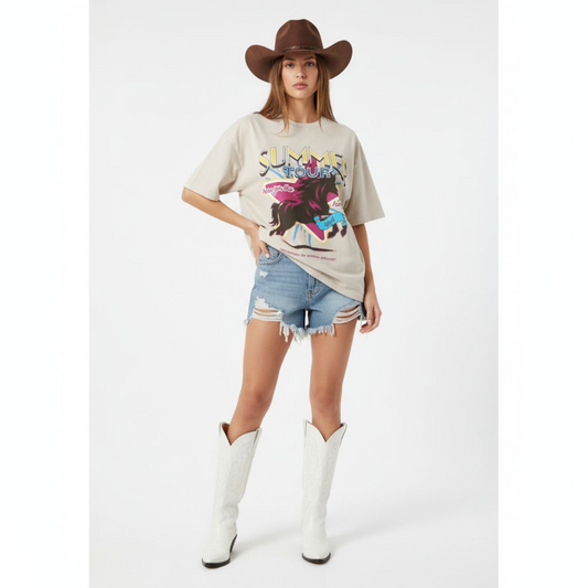 Summer Tour T-Shirt in Tan