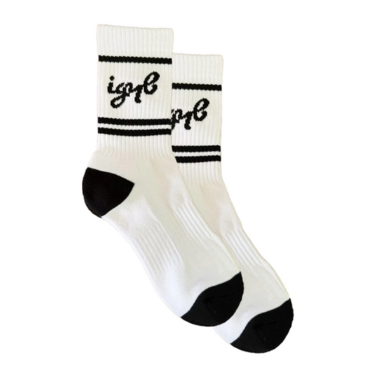 “Better Than” Socks (White with black stripes)