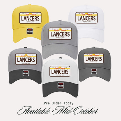 NGU Football Game Day Hats | Lancers Edition x Embroidered Patch | 5 Panel Mid Profile Baseball Cap