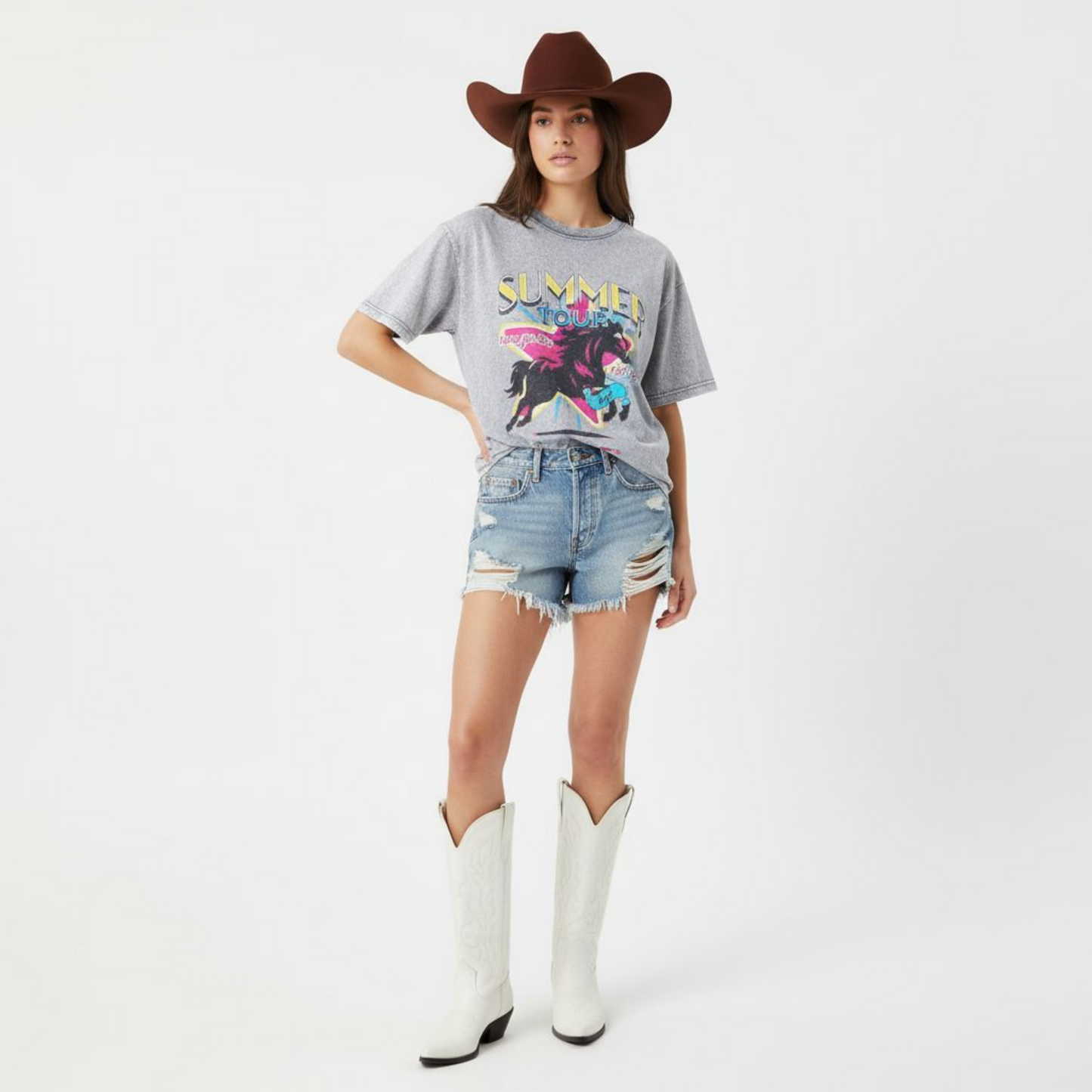Summer Tour T-Shirt in Washed Gray