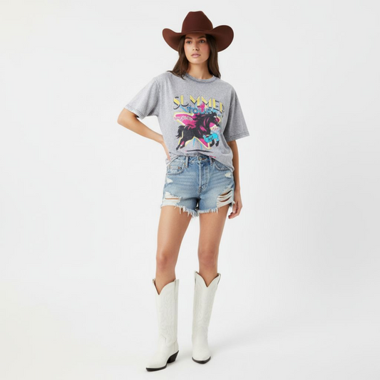 Summer Tour T-Shirt in Washed Gray