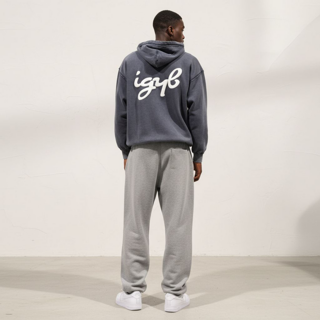 IGYB Athletic Club Zip-Up Hoodie in Vintage Wash Navy
