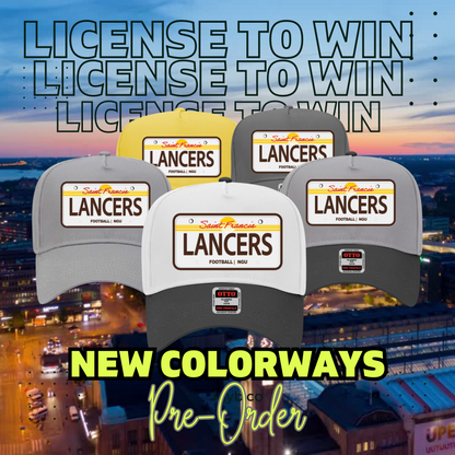 NGU Football Game Day Hats | Lancers Edition x Embroidered Patch | 5 Panel Mid Profile Baseball Cap