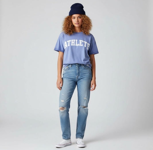 Athlete Crewneck T-Shirt in Purple