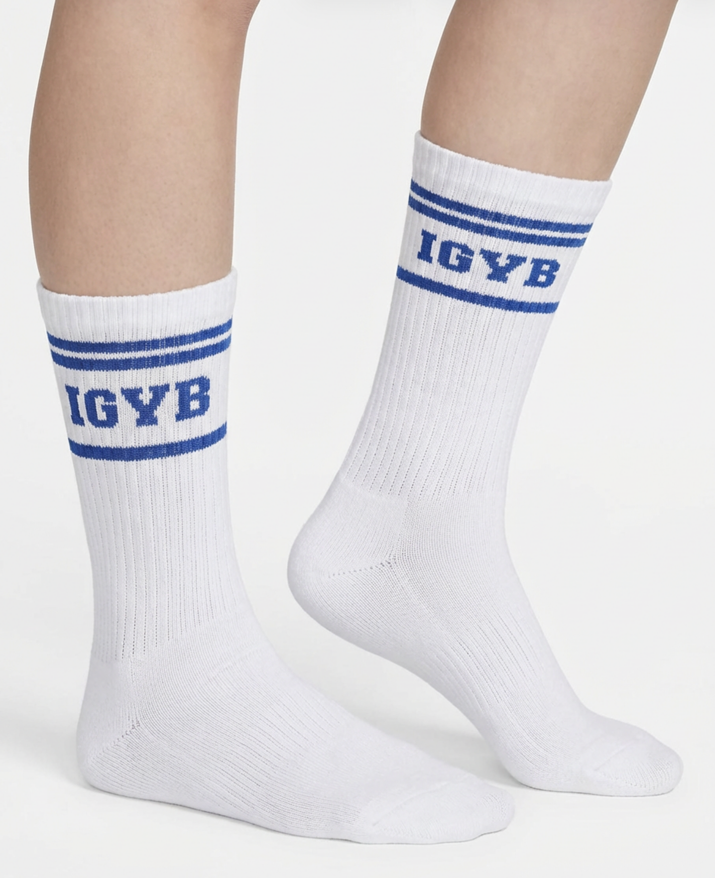 Unisex IGYB Varsity Socks | White x Blue Stripes