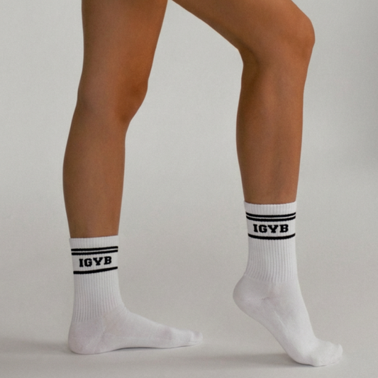 Unisex IGYB Varsity Socks | White x Black Stripes