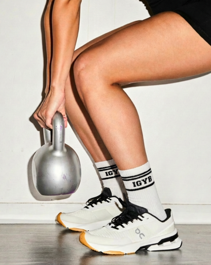 Unisex IGYB Varsity Socks | White x Black Stripes
