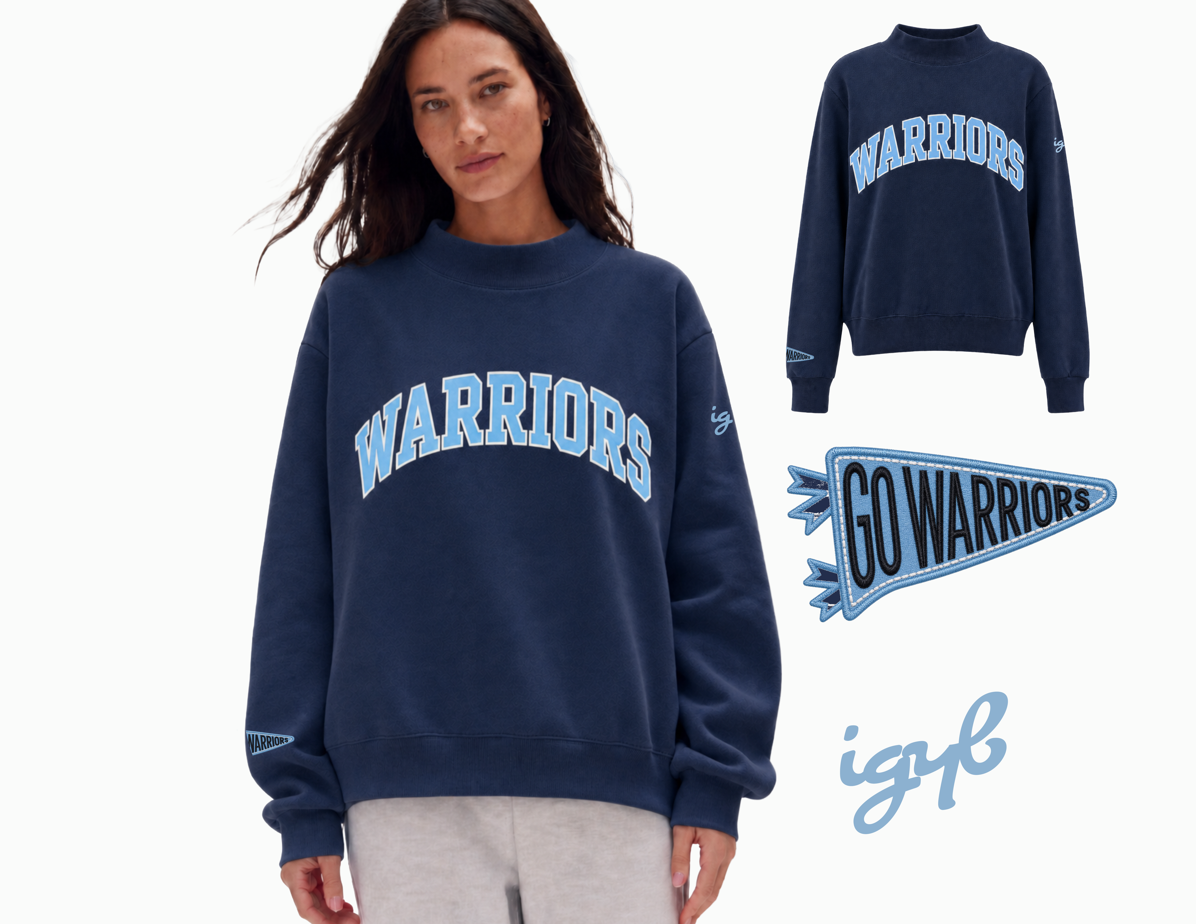 Valley Christian Warriors Mockneck | Navy Blue