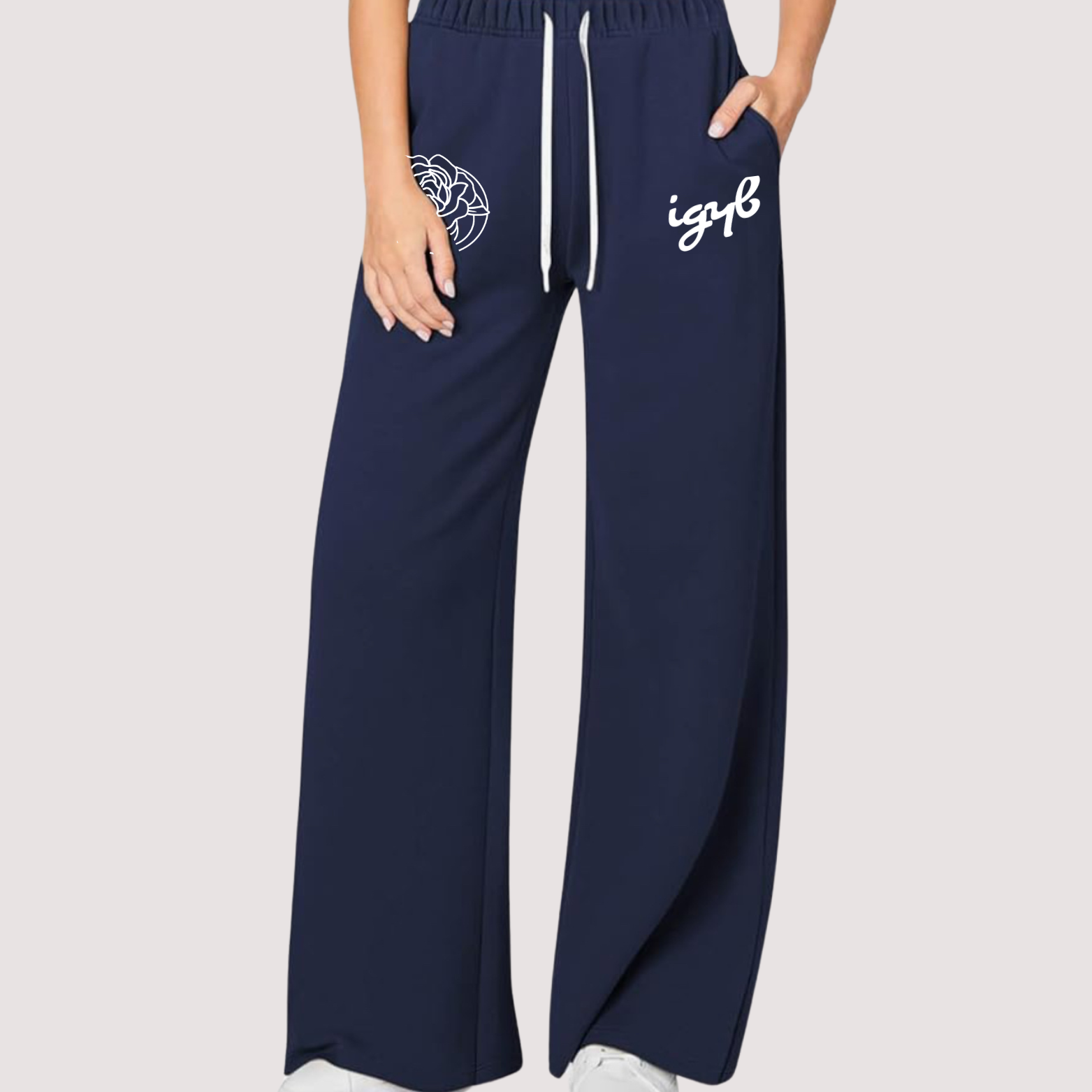 IGYB Peony Sweatpants in Navy