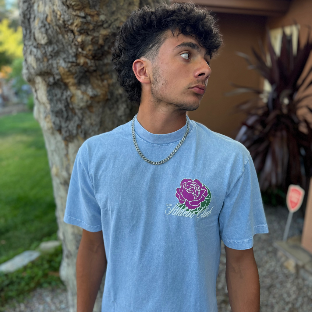 The Sky Athletic Club T-Shirt in Wash Light Blue
