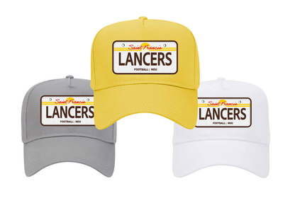 NGU Football Game Day Hats | Lancers Edition x Embroidered Patch | 5 Panel Mid Profile Baseball Cap