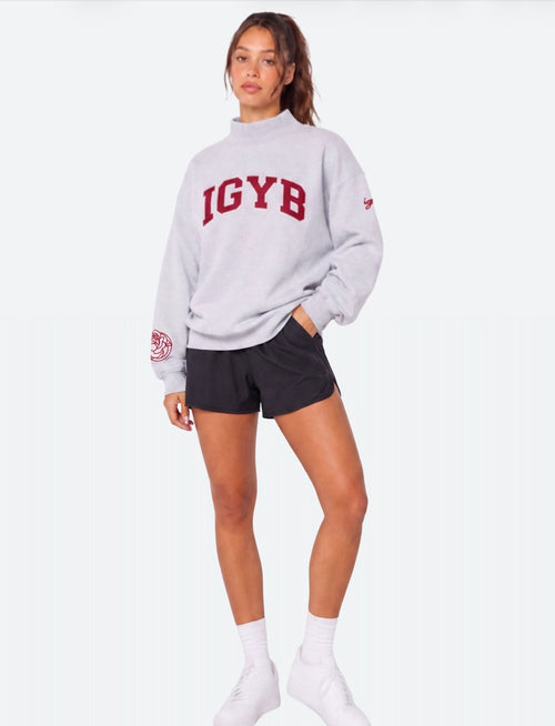 Playmaker Mockneck | Gray x Red Varsity Letters