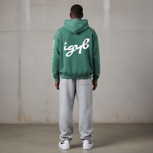 IGYB Athletic Club Zip-Up Hoodie in Vintage Wash Green