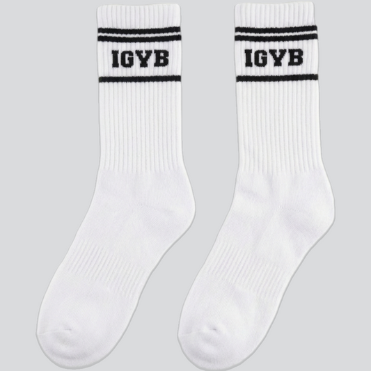 Unisex IGYB Varsity Socks | White x Black Stripes