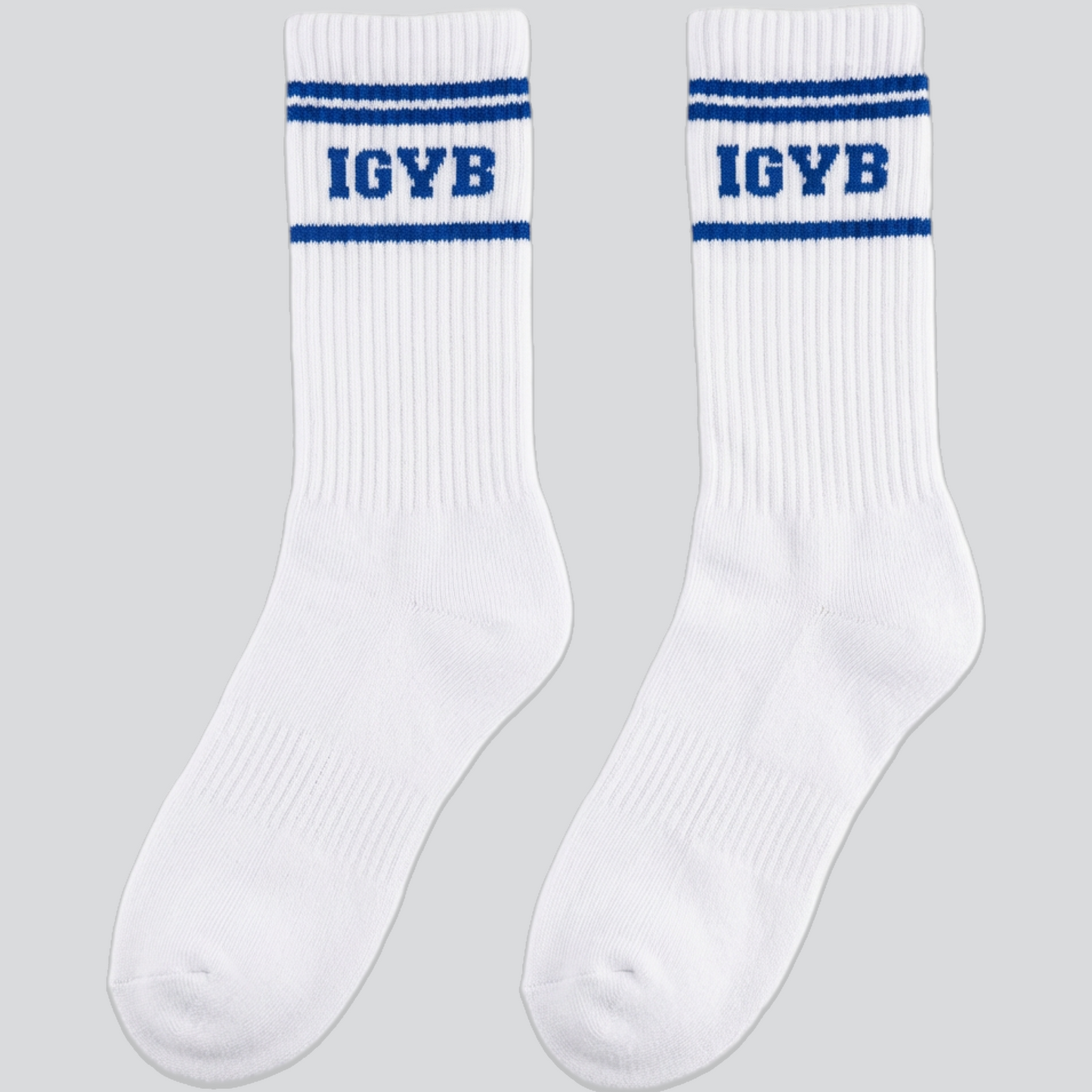 Unisex IGYB Varsity Socks | White x Blue Stripes