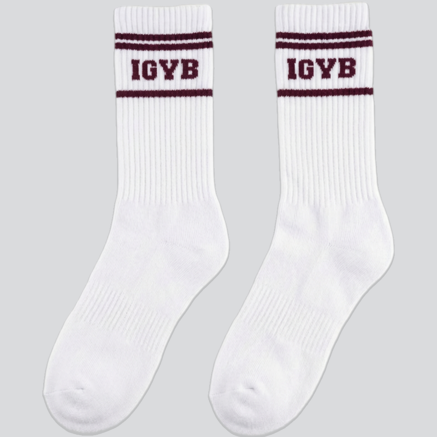 Unisex IGYB Varsity Socks | White x Maroon Stripes