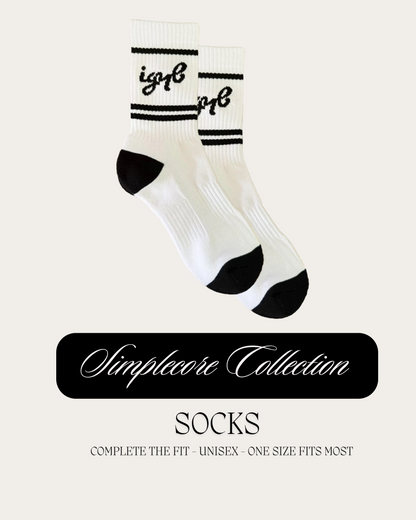 “Better Than” Socks (White with black stripes)