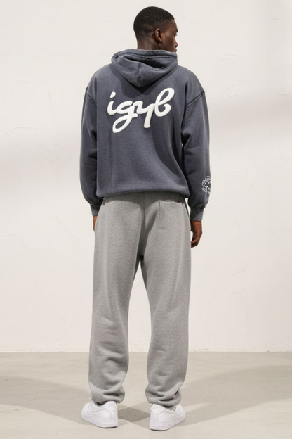 IGYB Athletic Club Zip-Up Hoodie in Vintage Wash Navy