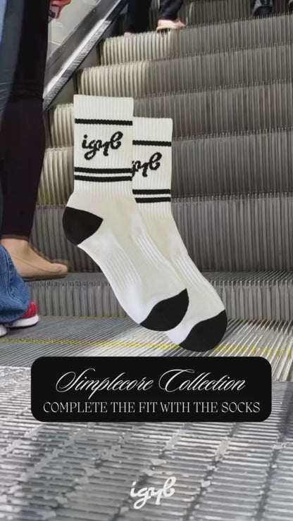 “Better Than” Socks (White with black stripes)